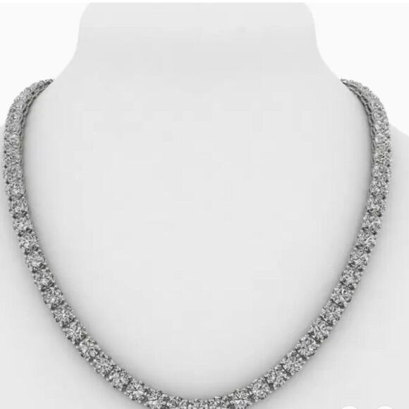 Collier de tennis en or blanc 14K avec diamant de laboratoire de 22,56 ct - Picture 2 of 5